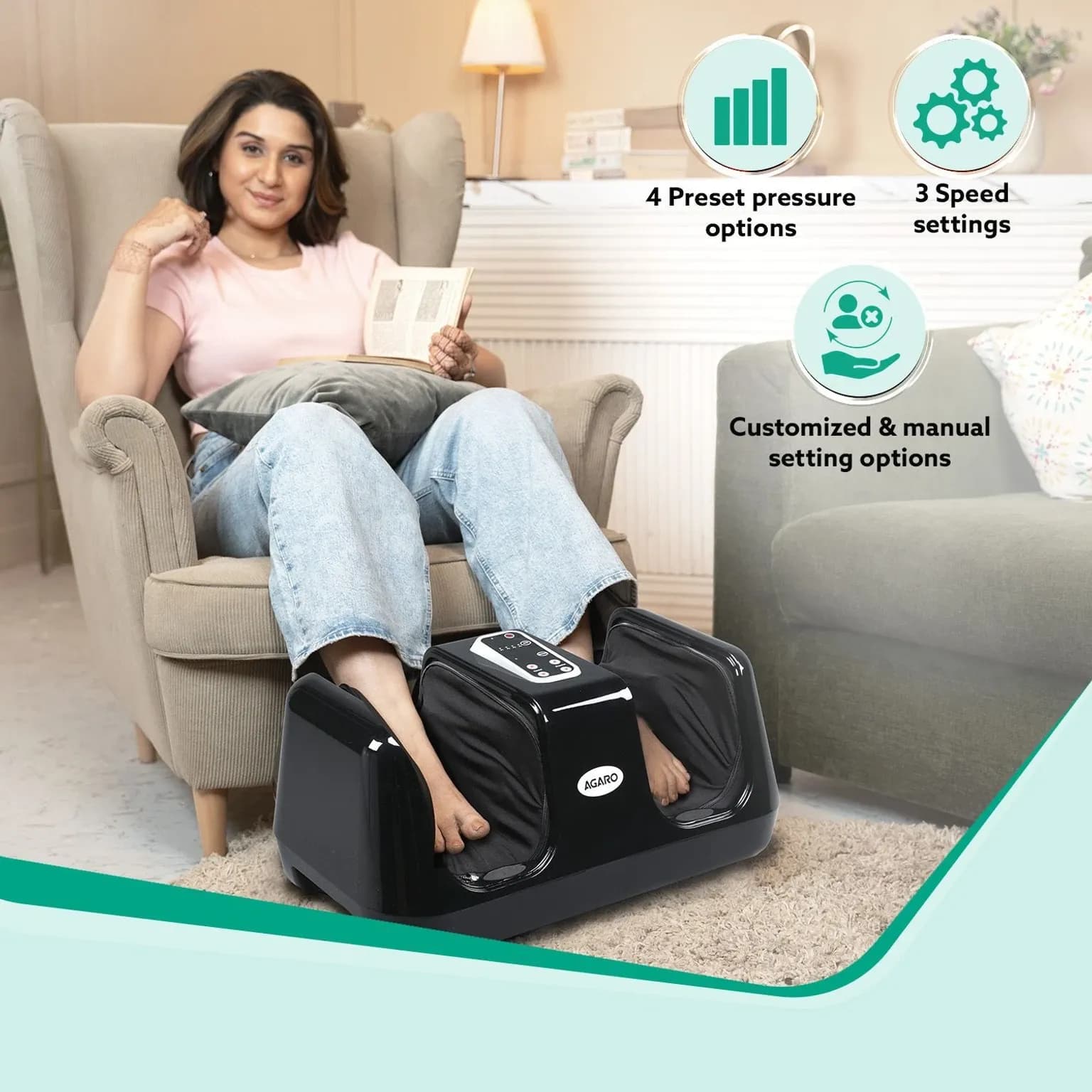 AGARO 33168 Square Shiatsu Foot Massager