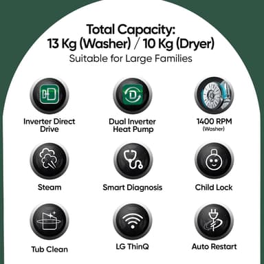 LG FWT1310BG 13/10kg AI DD Condenser Washer Dryer Combo