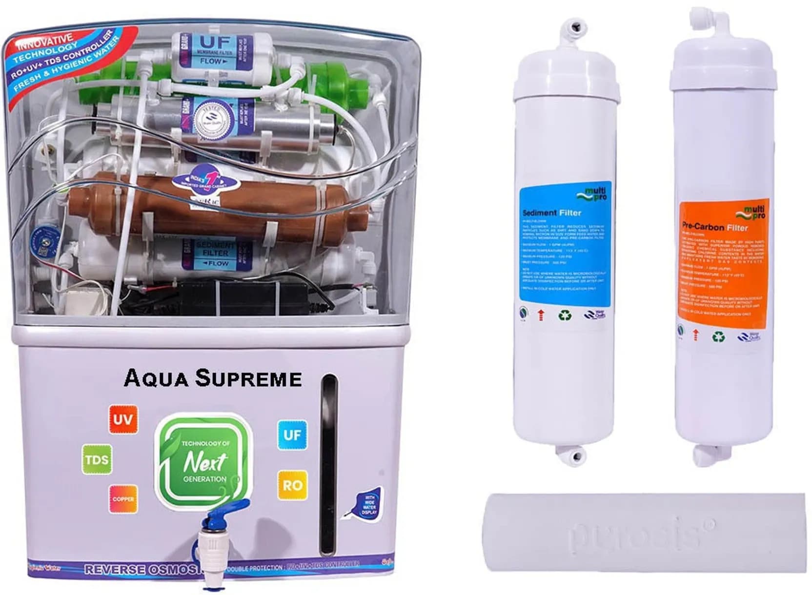 RO + UV + UF + COPPER + TDS PRE FILTER SET 12 Ltr