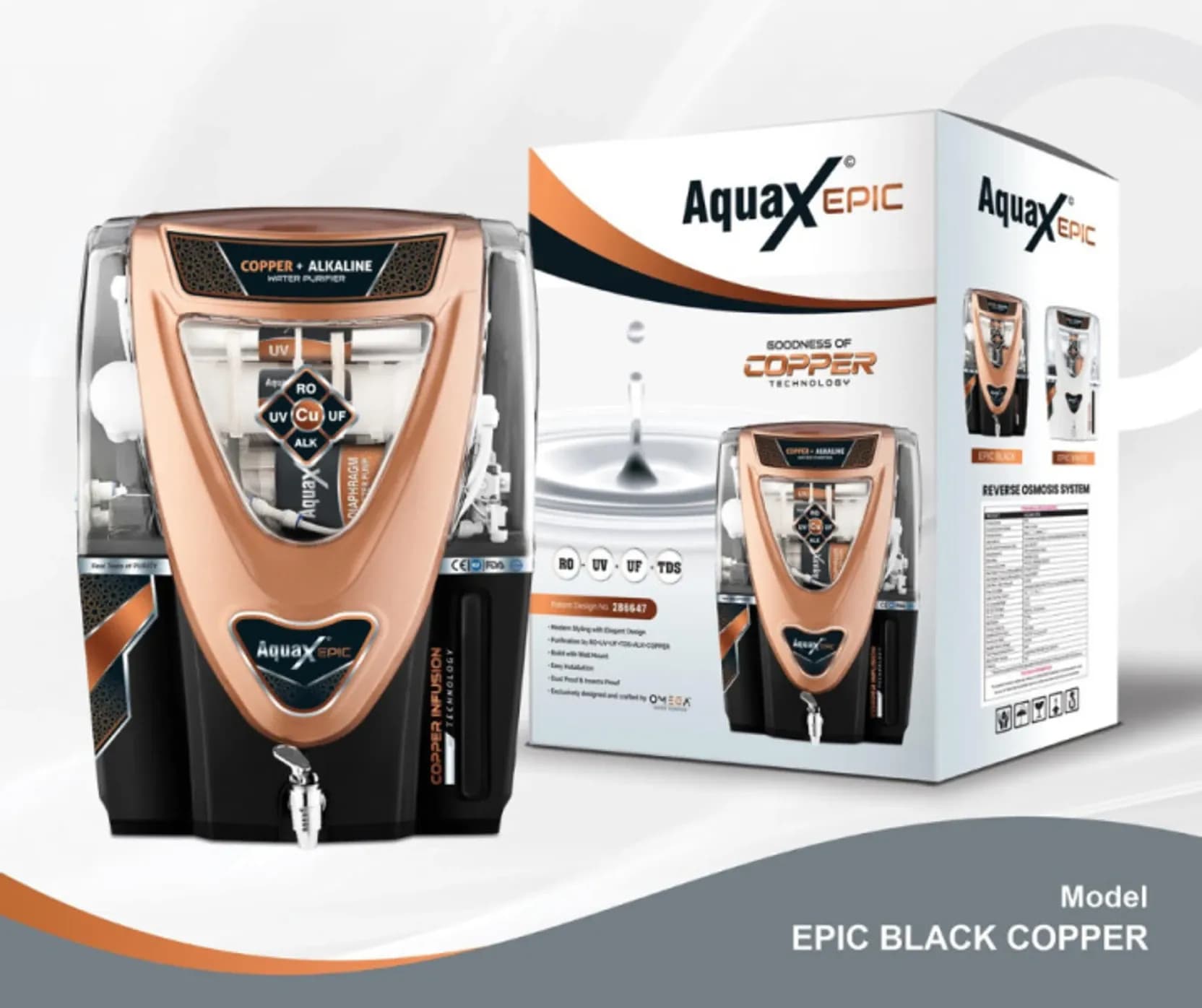 aqua epic 12 ltr Ro uv uf tds adjuster and copper filter