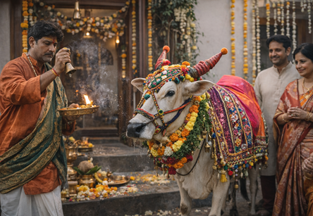 Decorated Traditional Bull